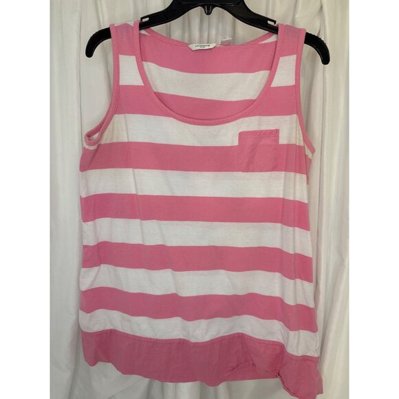 Liz Claiborne Womens Pink & White Striped Sleeveless Top L/G - Picture 1 of 4